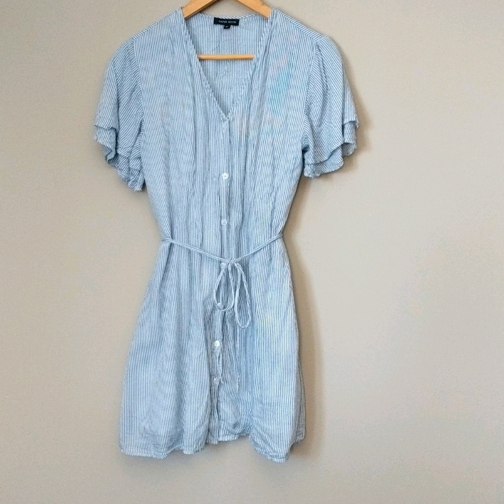 Paper Moon Striped Button Down Tunic Top Size M